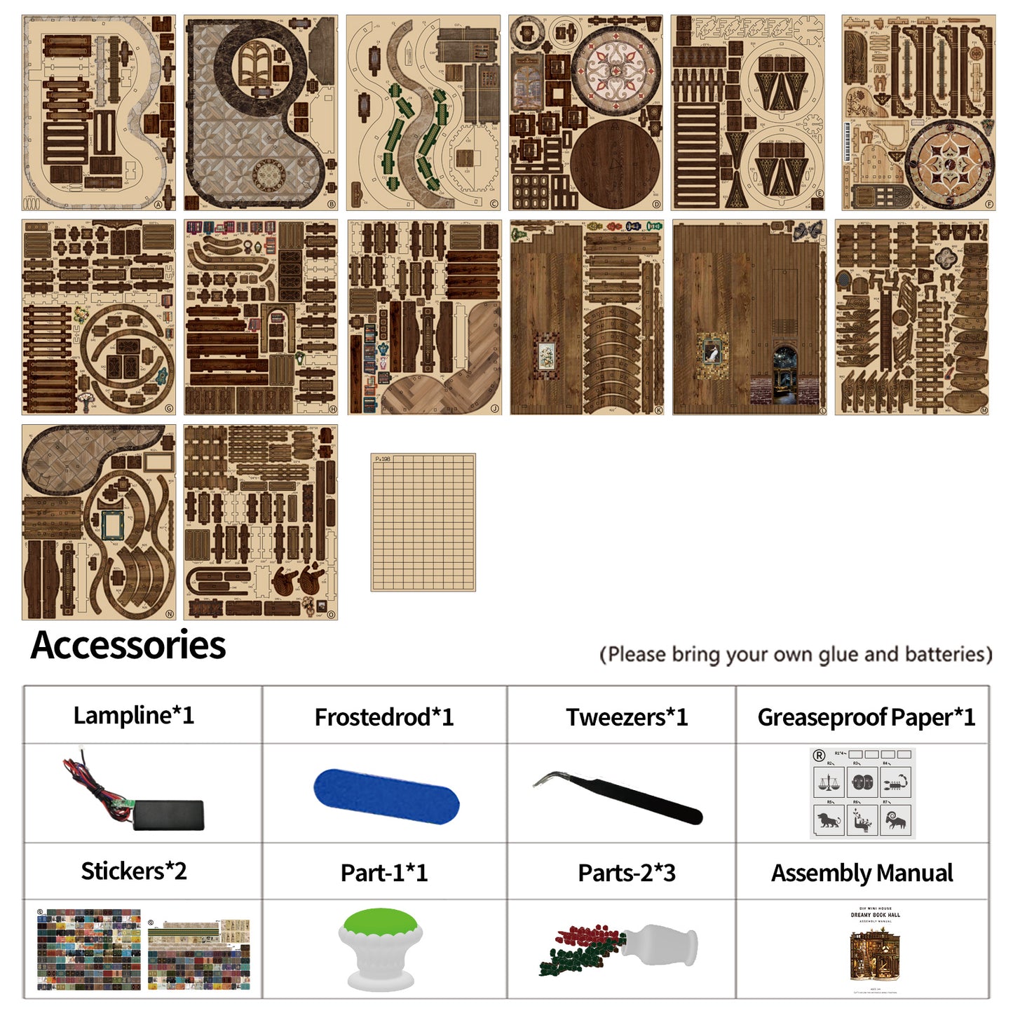 ※DIY Wooden Dollhouse Miniature Kit – Vintage Library with LED Lights