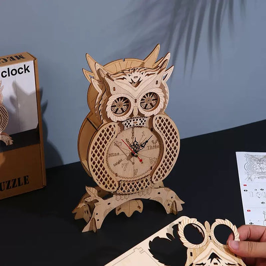 DIY 3D Wooden Puzzle Owl Clock – Creative Mechanical Model Kit