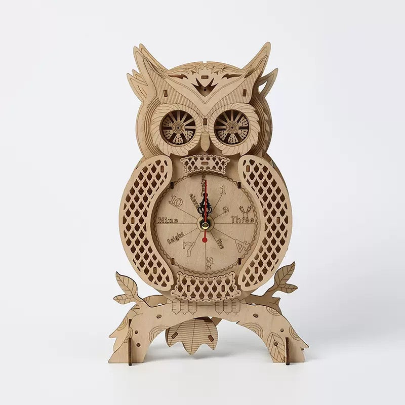 DIY 3D Wooden Puzzle Owl Clock – Creative Mechanical Model Kit
