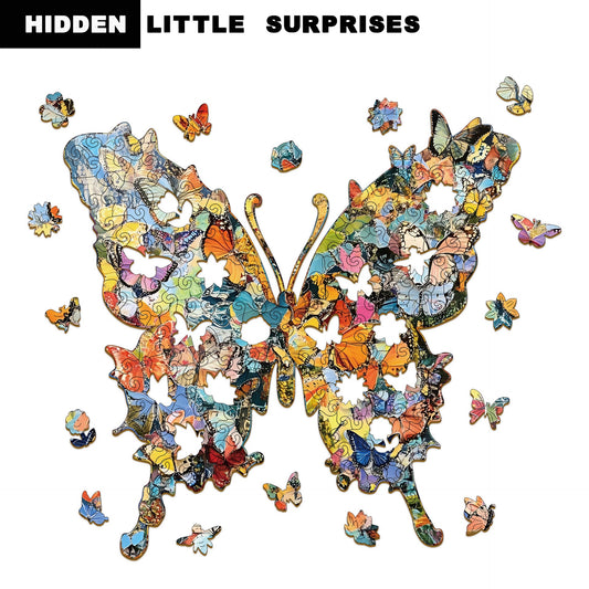 Butterfly Wooden Jigsaw Puzzle – Colorful Whimsy Shape Puzzle for Adults & Kids