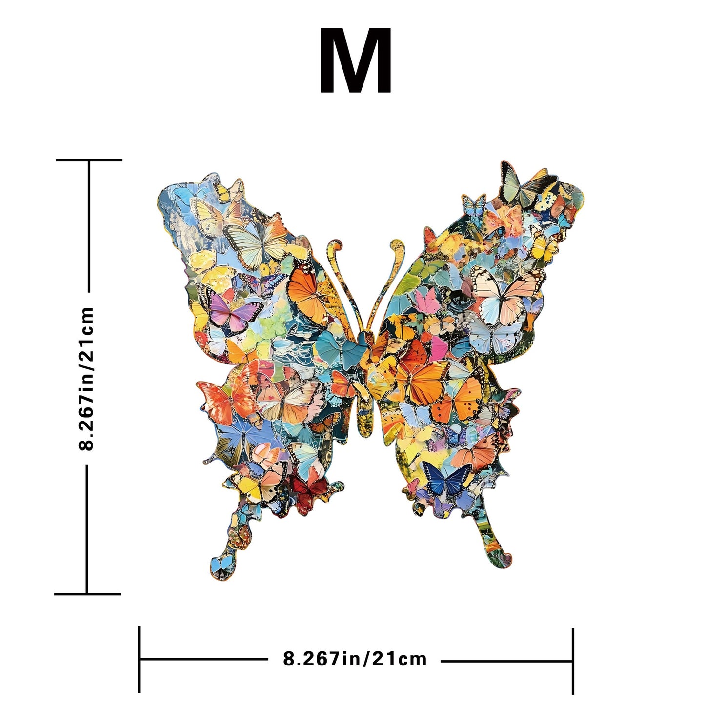 Butterfly Wooden Jigsaw Puzzle – Colorful Whimsy Shape Puzzle for Adults & Kids