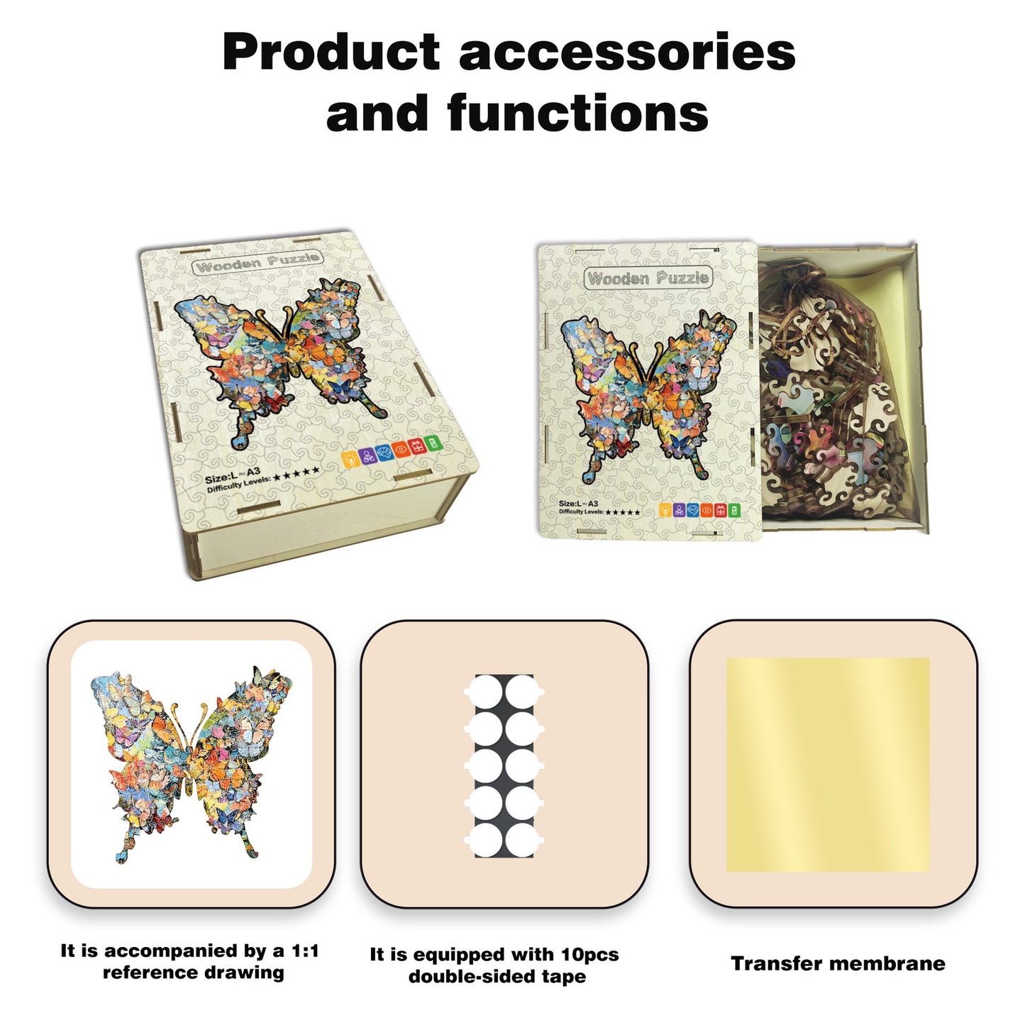 Butterfly Wooden Jigsaw Puzzle – Colorful Whimsy Shape Puzzle for Adults & Kids