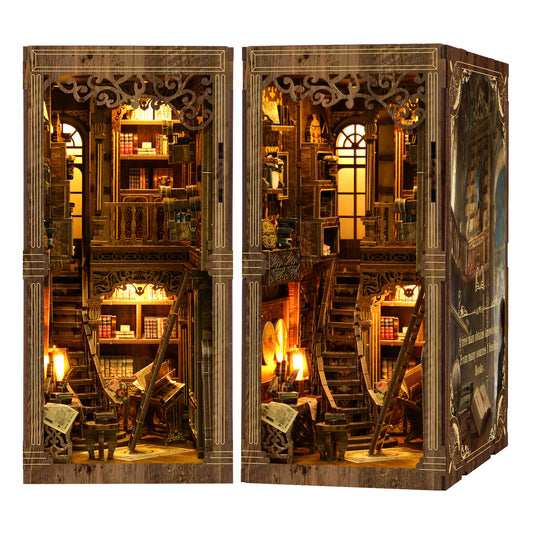 DIY Book Nook Kit – Vintage Library Bookshelf Insert with LED Lights