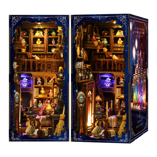 DIY Book Nook Kit – Wizard Magic Study Bookshelf Insert with LED Lights