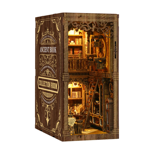 DIY Book Nook Kit – Vintage Library Bookshelf Insert with LED Lights