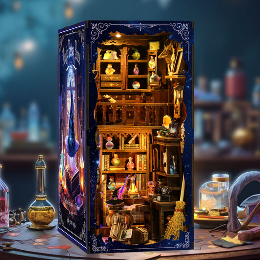 DIY Book Nook Kit – Wizard Magic Study Bookshelf Insert with LED Lights