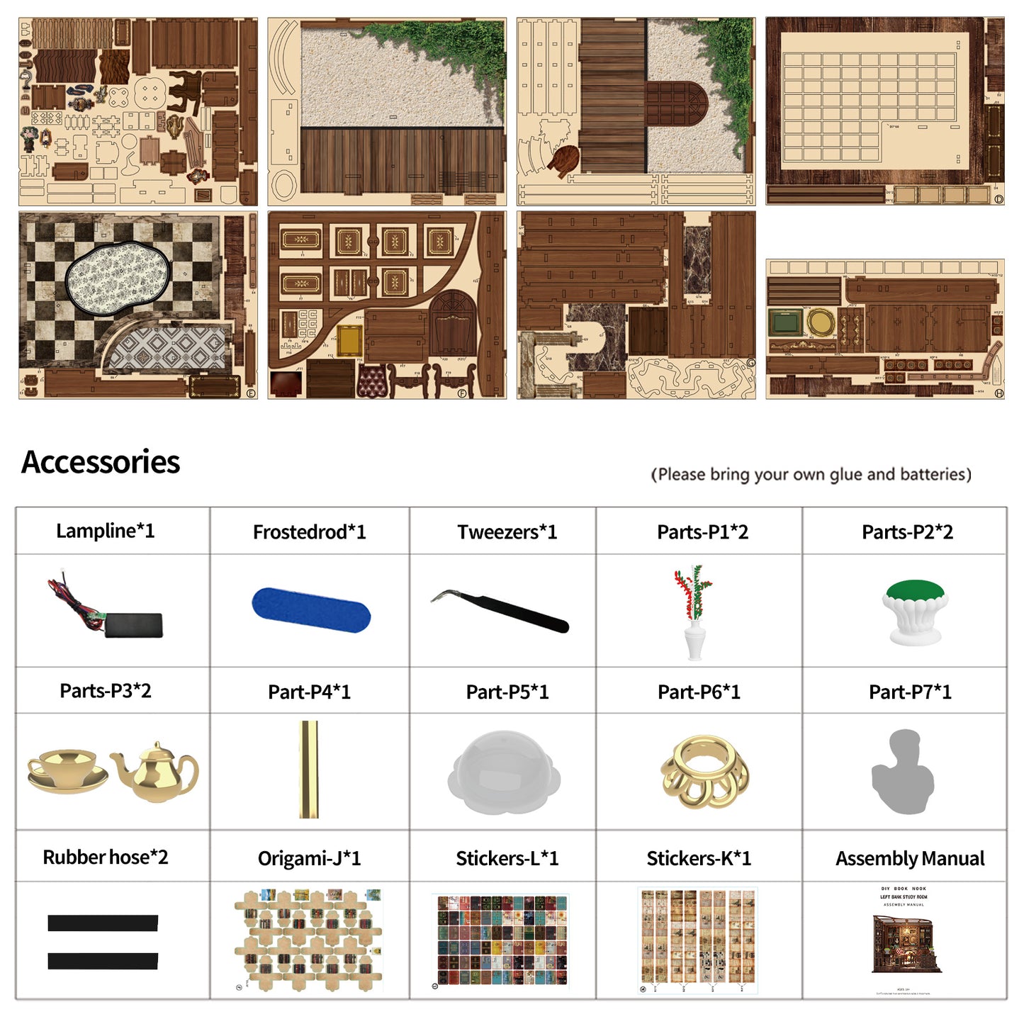 DIY Miniature Dollhouse Kit – Vintage Study Room with LED Lights