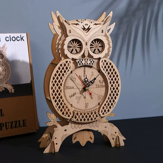 DIY 3D Wooden Puzzle Owl Clock – Creative Mechanical Model Kit