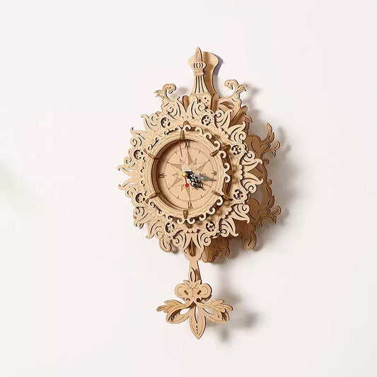 Vintage 3D Wooden Puzzle Wall Clock – DIY Mechanical Retro Home Décor