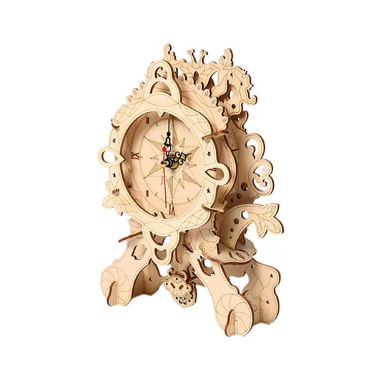 DIY 3D Wooden Puzzle Table Clock – Vintage Mechanical Desk Décor Kit