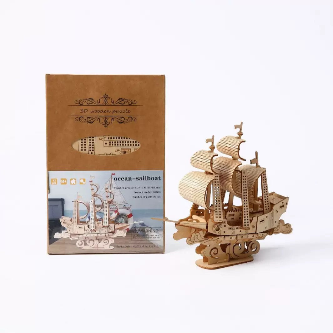 DIY 3D Wooden Puzzle Ship – Vintage Sailing Boat Model Kit