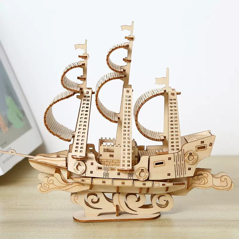 DIY 3D Wooden Puzzle Ship – Vintage Sailing Boat Model Kit