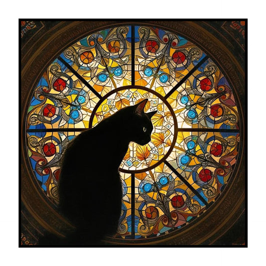 Stained Glass Cat Wooden Jigsaw Puzzle – Artistic Whimsy Puzzle for Adults