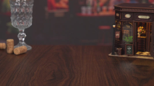DIY Miniature Dollhouse Kit – Vintage Tavern Bar with LED Lights